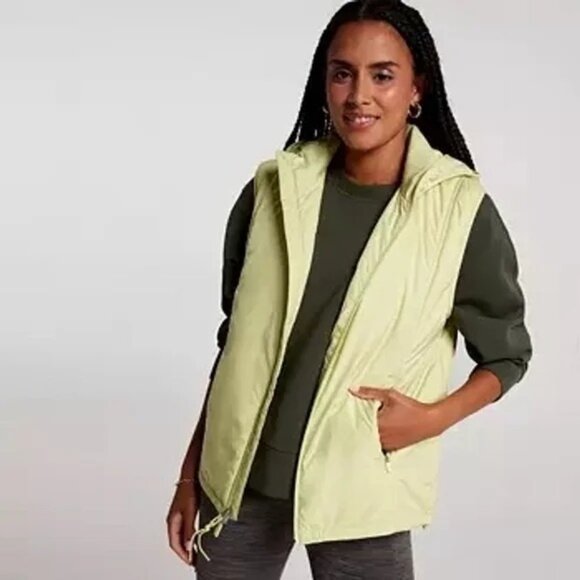 NWT Calia Women's Light Green Hooded Puffer Vest Packable Zipper Size L 2894 - Picture 2 of 13